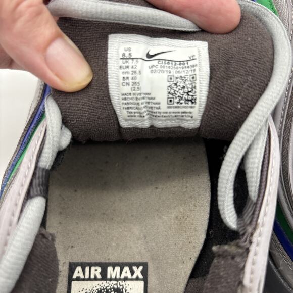Size 8.5 - Nike Men\'s Air Max 97 QS #C15012 Grey, Blue & Green, paint scuff heel main image 13